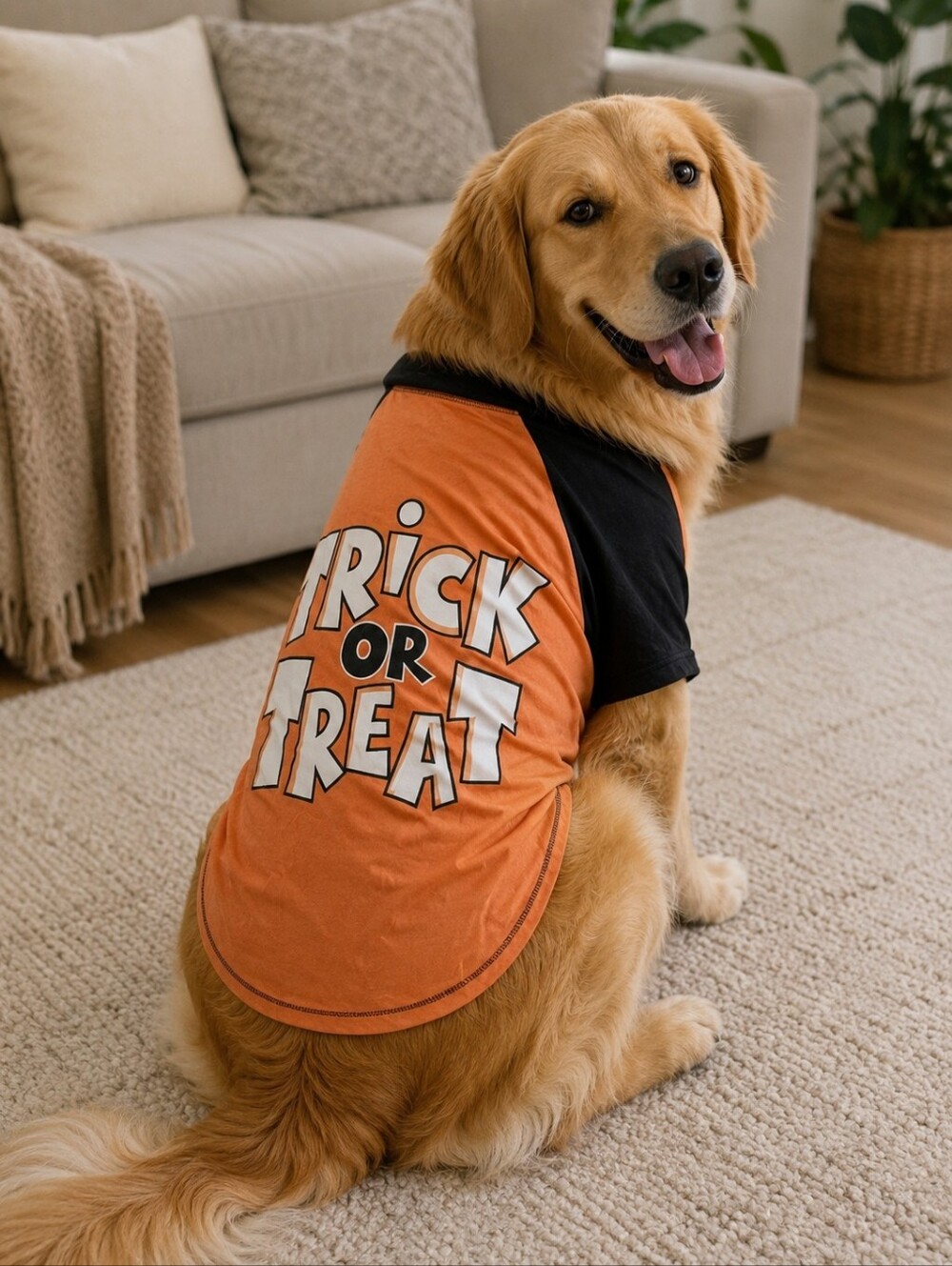 NWT Thrills & Chills Dog Halloween Tee Size Large L "Trick or Treat" Orange New